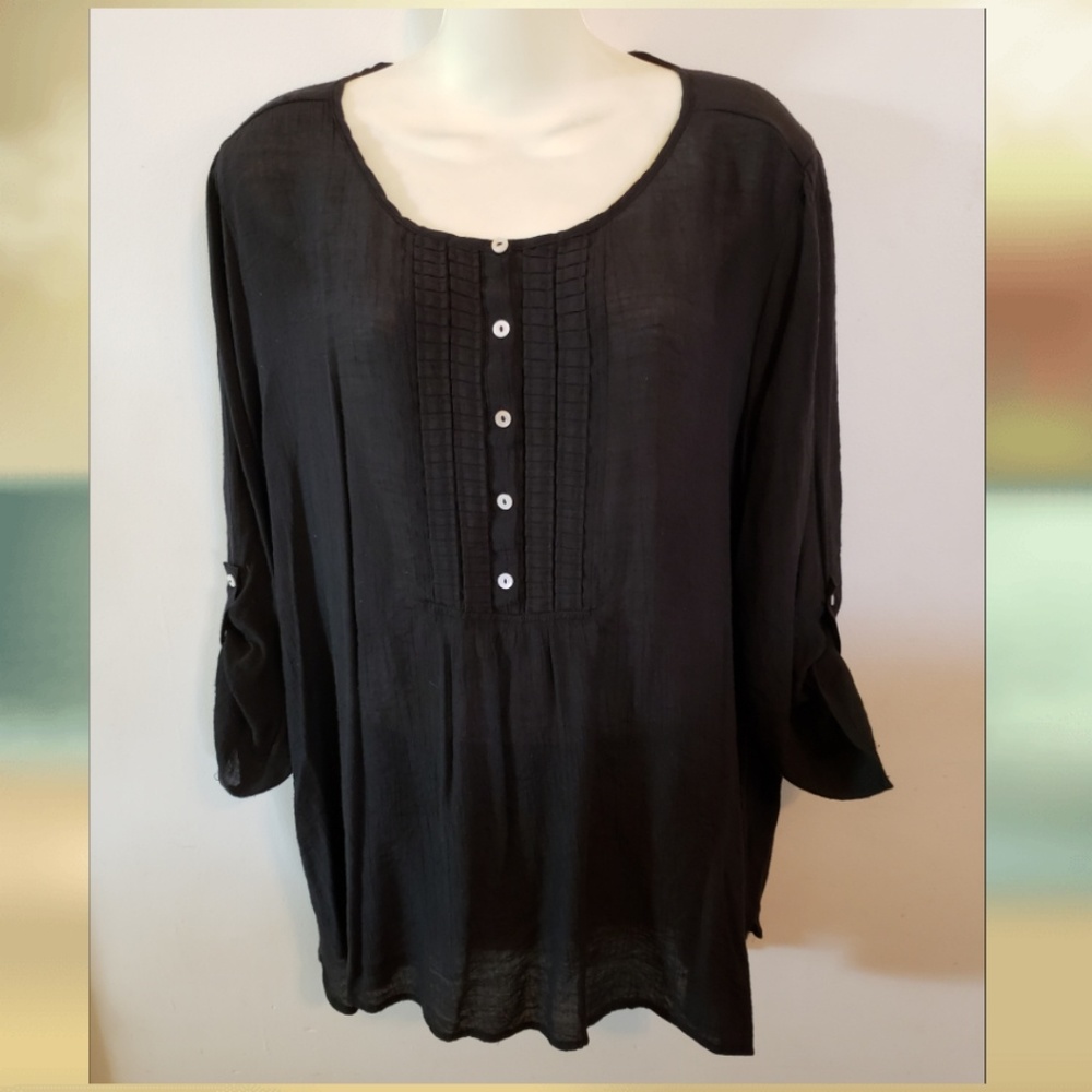 August Mist Black Boho Tunic 2XL
